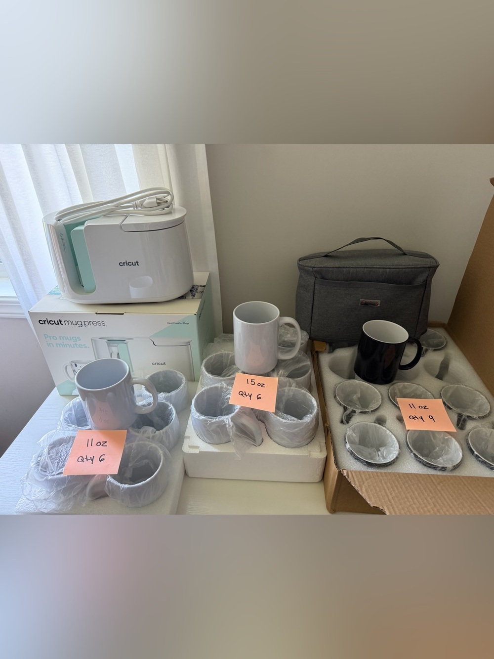 Cricut mug press + 21 sublimation mugs